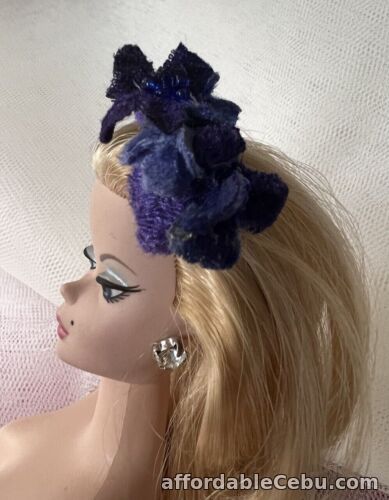 1st picture of Barbie Purple Velvet Hat / Fascinator Purple flowers Handmade OOAK For Sale in Cebu, Philippines
