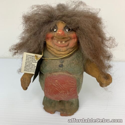 1st picture of Vintage Nyform Troll Old Woman in Dress Handmade in Norway Doll Figure 15cm For Sale in Cebu, Philippines