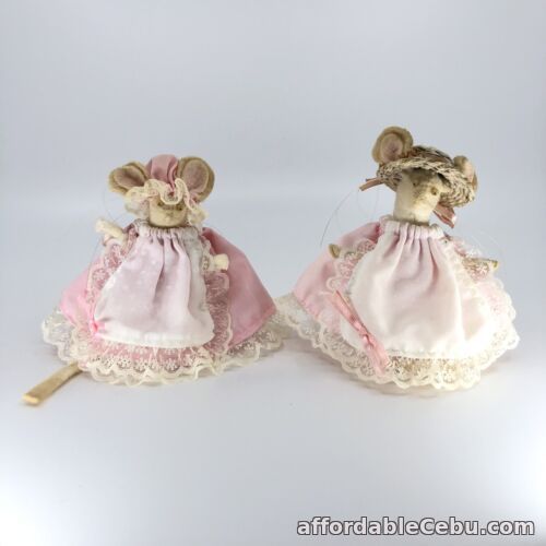 1st picture of Handmade Felt Mice Characters in Lace Dresses & Hats Collectable Vintage For Sale in Cebu, Philippines