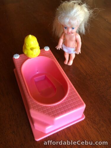 1st picture of Vintage Barbie Kelly Doll & 'Bathtime Fun' Pink Bathtub with Duck - Mattel 1995 For Sale in Cebu, Philippines