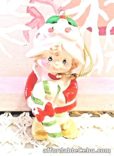 1st picture of VINTAGE 1980s STRAWBERRY SHORTCAKE AND CANDY CANE CERAMIC CHRISTMAS ORNAMENT For Sale in Cebu, Philippines
