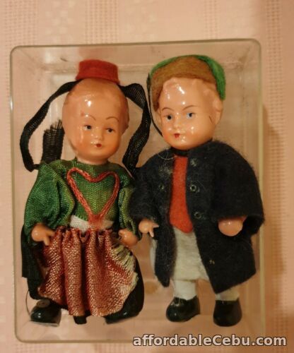 1st picture of Antique Pair of Celluloid Miniture Dolls/Traditional German Costumes 30-40s Rare For Sale in Cebu, Philippines