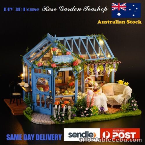 1st picture of Rose Garden Teashop 3D DIY House LED Music Doll house Wooden Furniture Toy Kit For Sale in Cebu, Philippines