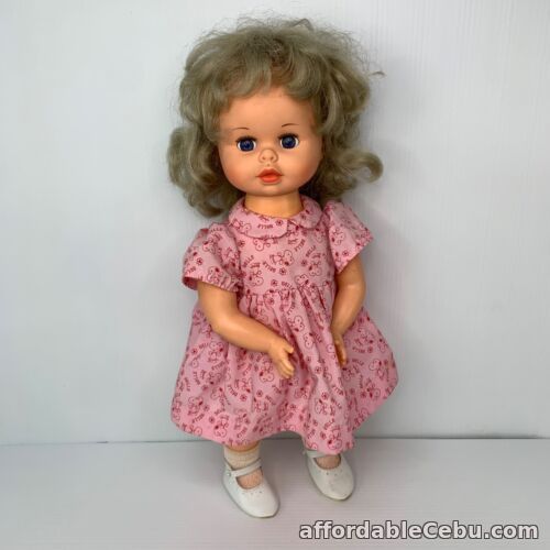 1st picture of Vintage 1970s Estrela Talking Doll 19” / 48cm Brazil Blonde Hair Snoopy Dress For Sale in Cebu, Philippines