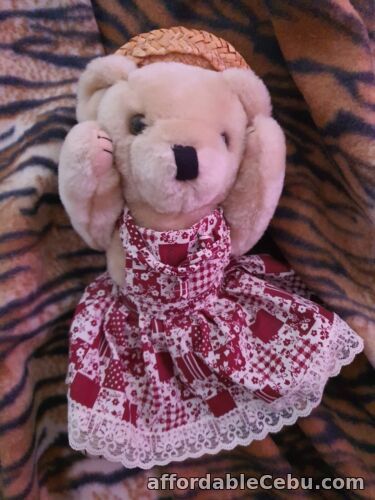 1st picture of NWT Collector's Teddy Bear hand made peekaboo straw hat pink floral dress GIFT For Sale in Cebu, Philippines