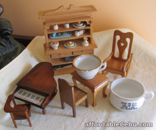 1st picture of Beautiful Vintage Wooden Dolls House Furniture 8 pieces For Sale in Cebu, Philippines