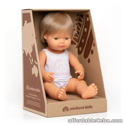 1st picture of Miniland Educational Baby Doll Caucasian Boy Dark Blonde 38cm For Sale in Cebu, Philippines