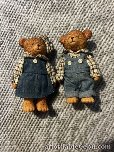 1st picture of Rare Vintage 90s Collectable Russ Bear Teddy Town Figure Girl & Boy In Overalls For Sale in Cebu, Philippines