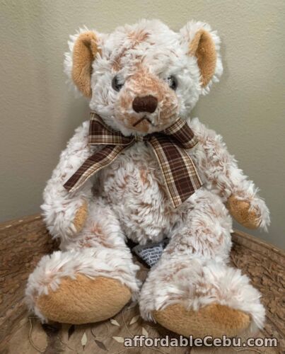 1st picture of RUSS Berrie - "Somerton" White Brown Marble Pattern Teddy Bear Plush Toy 24cm For Sale in Cebu, Philippines