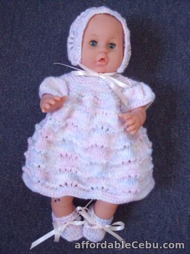1st picture of 4 pce White/Marbled Hand Knitted Dolls Clothes. 35-37cm 14-15in. For Sale in Cebu, Philippines