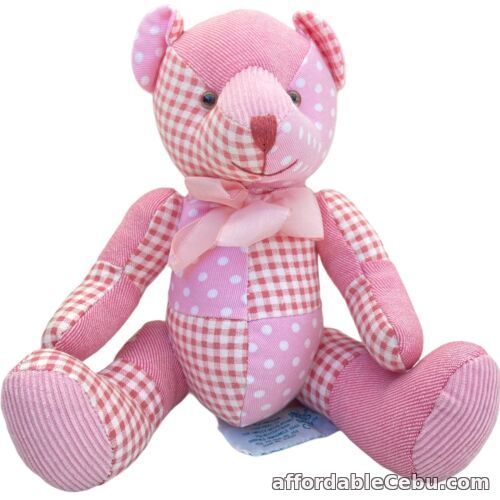 1st picture of Russ Baby PInk Teddy Bear Doll Denimal Plush Soft Toy Patches Denim Polka Dot For Sale in Cebu, Philippines