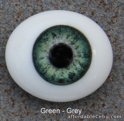 1st picture of Solid Glass, Flatback Oval Paperweight Eyes - Green Grey, 24mm For Sale in Cebu, Philippines