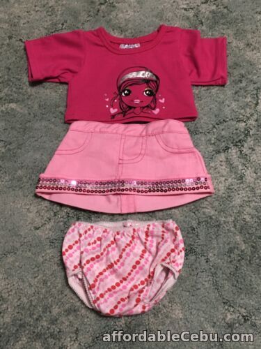 1st picture of Build-a-Bear clothes:  pink top with a girl, skirt with sequins & undies For Sale in Cebu, Philippines