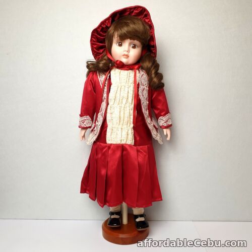 1st picture of Porcelain Doll Create a Doll Brunette Girl Red Dress with Stand 56cm For Sale in Cebu, Philippines
