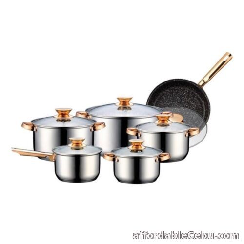 1st picture of KV-1001 Cookware Set Capsule Induction Bottom with Marble Coating Pan (Gold) For Sale in Cebu, Philippines