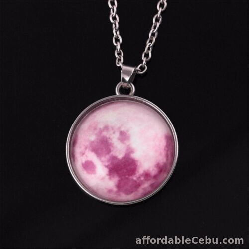 1st picture of Moon Necklace Round Glow in the Dark Necklace (Pink) For Sale in Cebu, Philippines