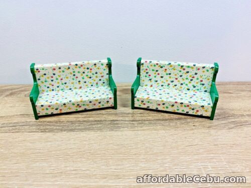 1st picture of Sylvanian Families Vintage Green Ornate Double Sofa Armchair Floral Set For Sale in Cebu, Philippines