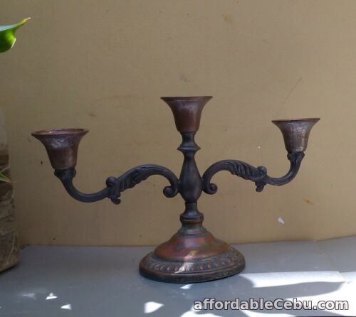 1st picture of 3 cups candelabra copper and zinc alloy AS IS not painted For Sale in Cebu, Philippines