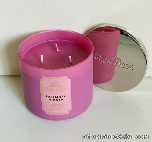 1st picture of NEW! BATH & BODY WORKS WHITE BARN 3-WICK SCENTED CANDLE - RASPBERRY MIMOSA For Sale in Cebu, Philippines