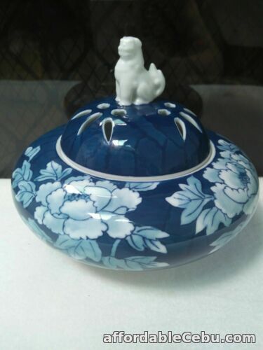 1st picture of RARE Japanese FOO DOG INCENSE BURNER Blue Flower Decor Collection Very Nice For Sale in Cebu, Philippines