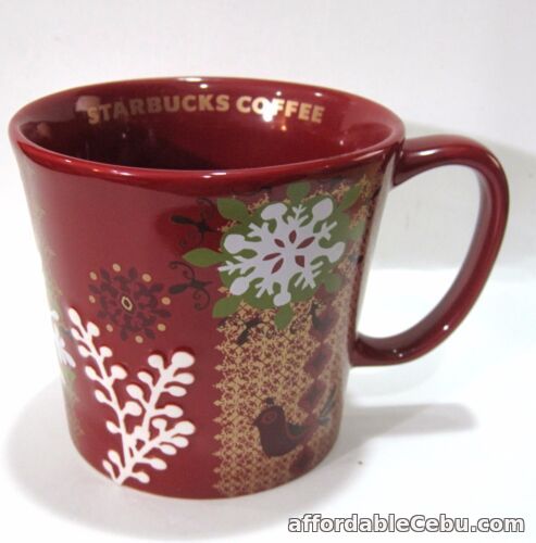 1st picture of Starbucks Coffee Red Embossed Christmas Snowflake Ceramic Mug 12 oz. For Sale in Cebu, Philippines