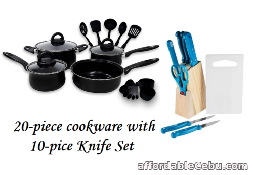 1st picture of Keimav 20-piece Cookware with Nylon Utensil w/ 10-piece Knife Set(Blue) For Sale in Cebu, Philippines