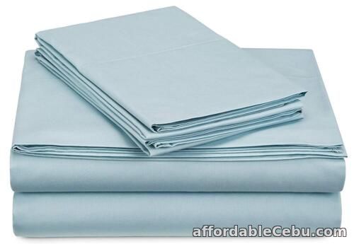 1st picture of Deluxe Hotel 300 Thread Count 100% Cotton Sateen QUEEN Sheet Set (Light Blue) For Sale in Cebu, Philippines