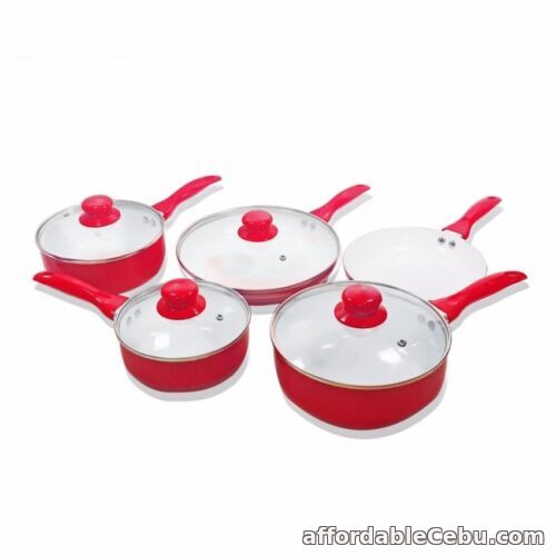 1st picture of NEW Design High Quality 9-pieces Ceramic Pan Set (Red) For Sale in Cebu, Philippines