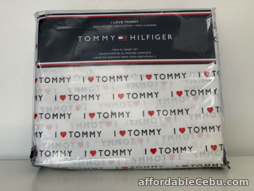 1st picture of TOMMY HILFIGER "I LOVE TOMMY" 3-PC TWIN XL SIZE SHEETS BEDSHEETS SET WHITE $100 For Sale in Cebu, Philippines
