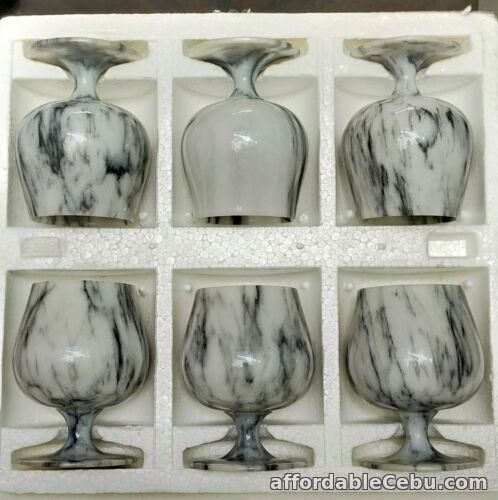 1st picture of Decorative ORIENTAL Marble GOBLET Wine Glass Collection 6 Pieces Set Grey White For Sale in Cebu, Philippines