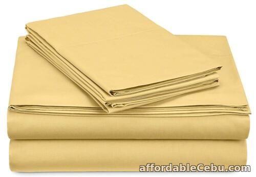 1st picture of Deluxe Hotel 300 Thread Count 100% Cotton Sateen QUEEN Sheet Set (Yellow) For Sale in Cebu, Philippines