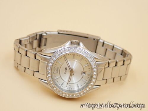 1st picture of FOSSIL  ES2879 Crystal Silver Dial All Stainless Steel Ladies Dress Date Watch For Sale in Cebu, Philippines