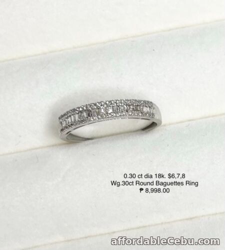 1st picture of Brand New HK White Gold 0.30 Carat Diamond 18K Round Baguettes Ring Size 9 For Sale in Cebu, Philippines