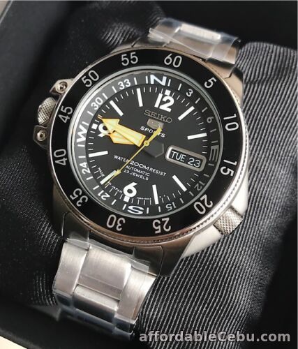 1st picture of SKZ211J1 Made in Japan Automatic Black Day & Date Dial Silver Steel Watch For Sale in Cebu, Philippines
