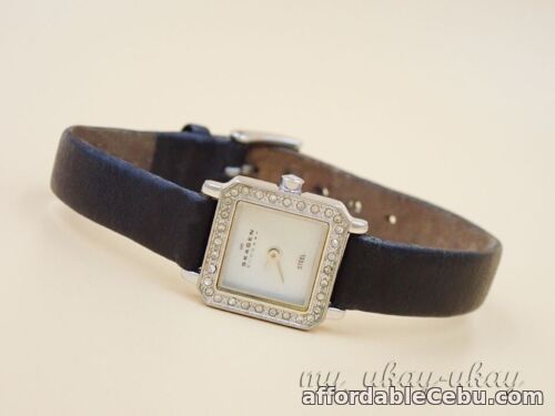 1st picture of SKAGEN 466SSLBCR Mother of Pearl Dial Black Leather Band Ladies Watch For Sale in Cebu, Philippines