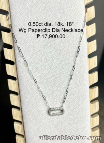 1st picture of Brand New HK White Gold 0.50 Carat Diamond 18K Paperclip Necklace For Sale in Cebu, Philippines