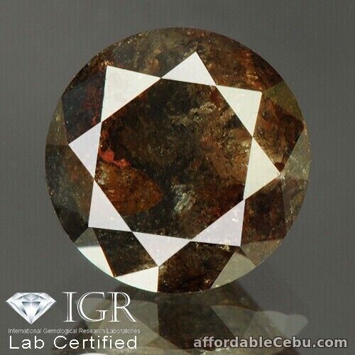 1st picture of 1.41 Carat NATURAL Brownish Black DIAMOND Loose Round 6.7x4.9mm CERTIFIED Africa For Sale in Cebu, Philippines