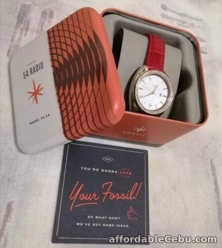 1st picture of Brand new authentic Fossil Vale Three-Hand Date Red Leather Watch for women For Sale in Cebu, Philippines