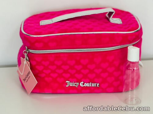 1st picture of JUICY COUTURE HOT PINK TRAVEL MAKEUP POUCH COSMETICS ORGANIZER BAG W/ BOTTLE For Sale in Cebu, Philippines