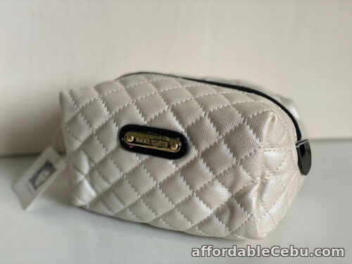 1st picture of NEW! ANNE KLEIN SMALL QUILTED COSMETIC ORGANIZER POUCH BAG IVORY WHITE BLACK $38 For Sale in Cebu, Philippines