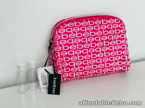 1st picture of BEBE PINK GLAM MAKEUP COSMETIC TRAVEL POUCH BEAUTY BAG W/ 2 TOILETRY BOTTLES For Sale in Cebu, Philippines