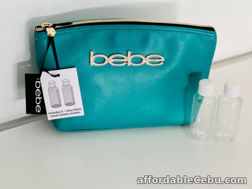 1st picture of BEBE TEAL GREEN GLAM MAKEUP COSMETIC TRAVEL POUCH BEAUTY BAG W/2 TOILETRY BOTTLE For Sale in Cebu, Philippines