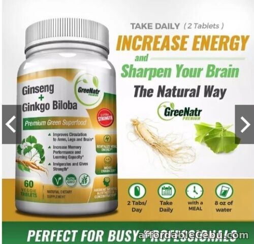 1st picture of GreeNair Ginseng + Ginkgo Biloba Tablets #60 counts For Sale in Cebu, Philippines