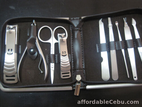 1st picture of BNIB Polished, Stainless Steel 9 in1 Manicure Set. High Quality, leather For Sale in Cebu, Philippines