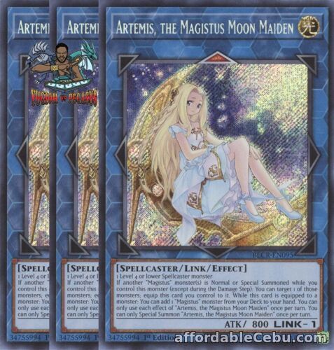1st picture of Yugioh! 3x Artemis the Magistus Moon Maiden BLCR-EN095 Secret Rare 1st Ed NM For Sale in Cebu, Philippines
