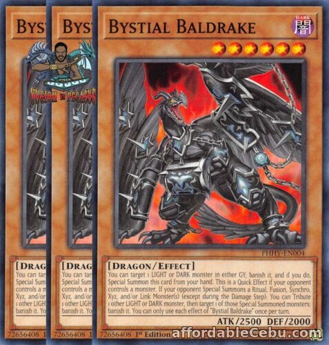 1st picture of Yugioh! 3x Bystial Baldrake PHHY-EN004 Common 1st Ed NM For Sale in Cebu, Philippines