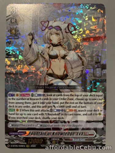 1st picture of CARDFIGHT VANGUARD FOUNTAIN OF KNOWLEDGE EVA (BRANDT GATE) D-BT05/009EN RRR For Sale in Cebu, Philippines