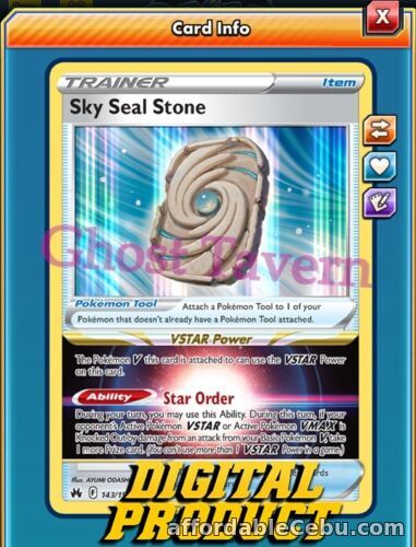 1st picture of Sky Seal Stone 143/159 Vstar Power Star Order - CRZ Pokemon TCG Online PTCGO For Sale in Cebu, Philippines