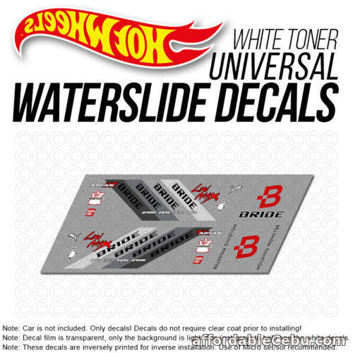 1st picture of Hot Wheels BRIDE DRIFT Custom White Toner Universal WaterSlide Decal 1/64 Scale For Sale in Cebu, Philippines