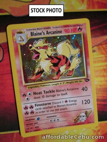 1st picture of PL(Unlimited) Pokemon BLAINE'S ARCANINE Card GYM CHALLENGE Set 1/132 Holo PLAYED For Sale in Cebu, Philippines